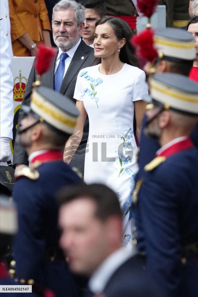 Spanish Royal Couple Attends Armed Forces Day - Spain