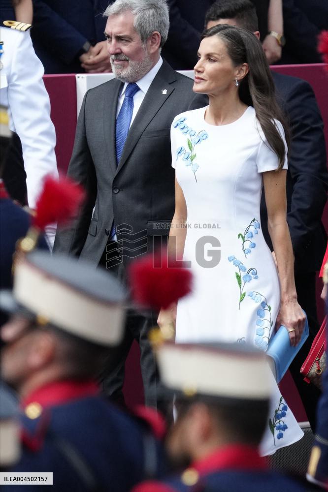 Spanish Royal Couple Attends Armed Forces Day - Spain