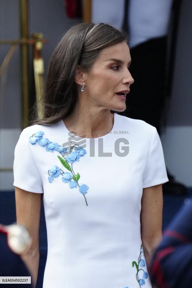 Spanish Royal Couple Attends Armed Forces Day - Spain