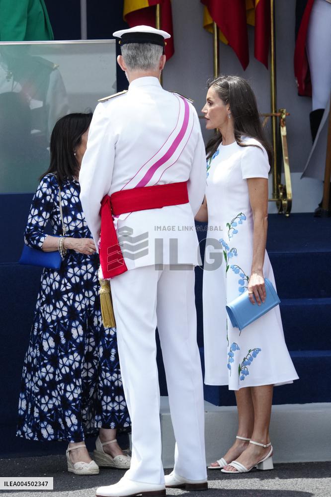 Spanish Royal Couple Attends Armed Forces Day - Spain