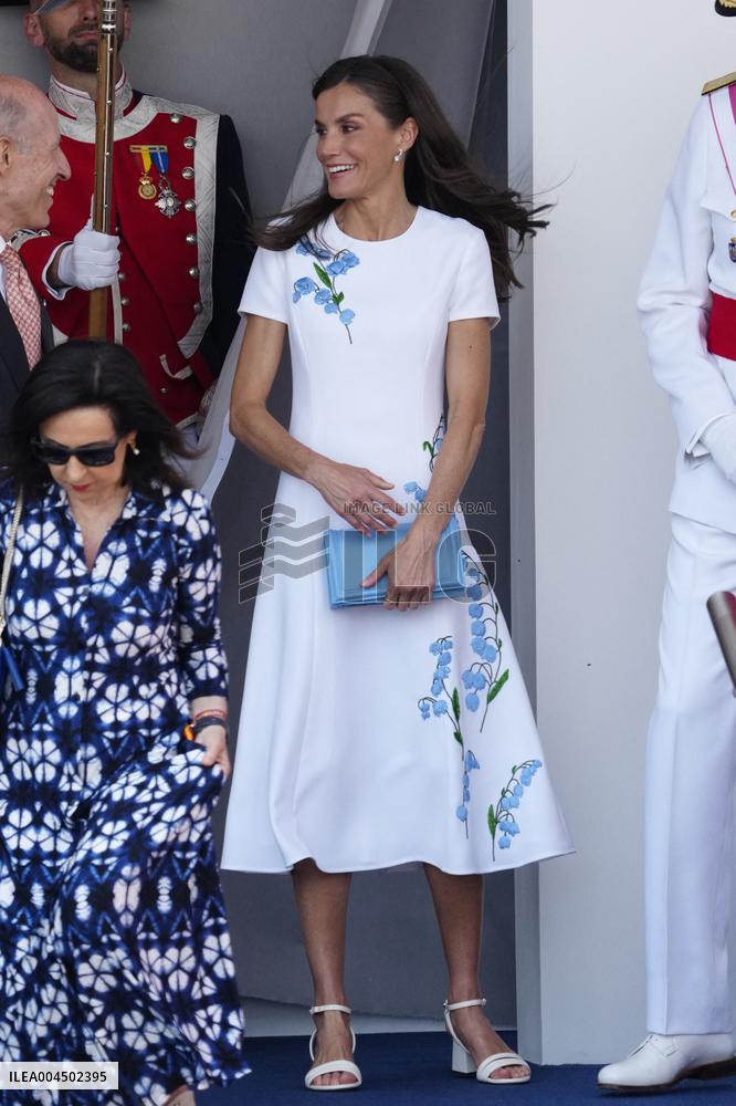Spanish Royal Couple Attends Armed Forces Day - Spain