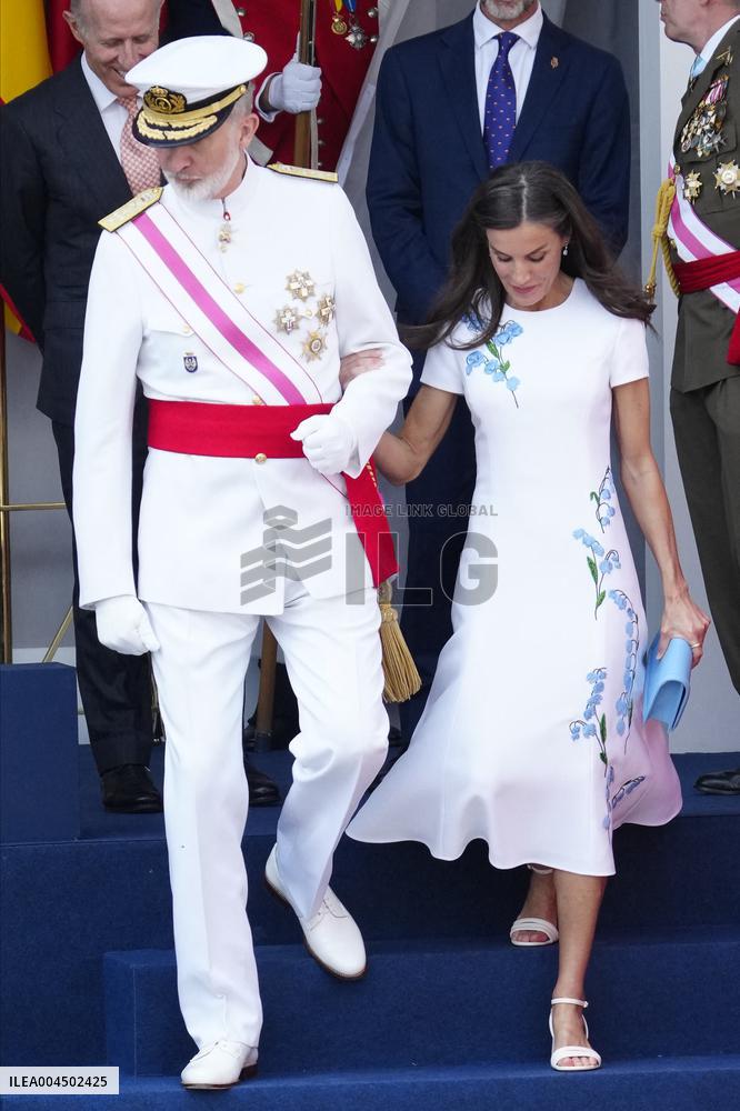 Spanish Royal Couple Attends Armed Forces Day - Spain