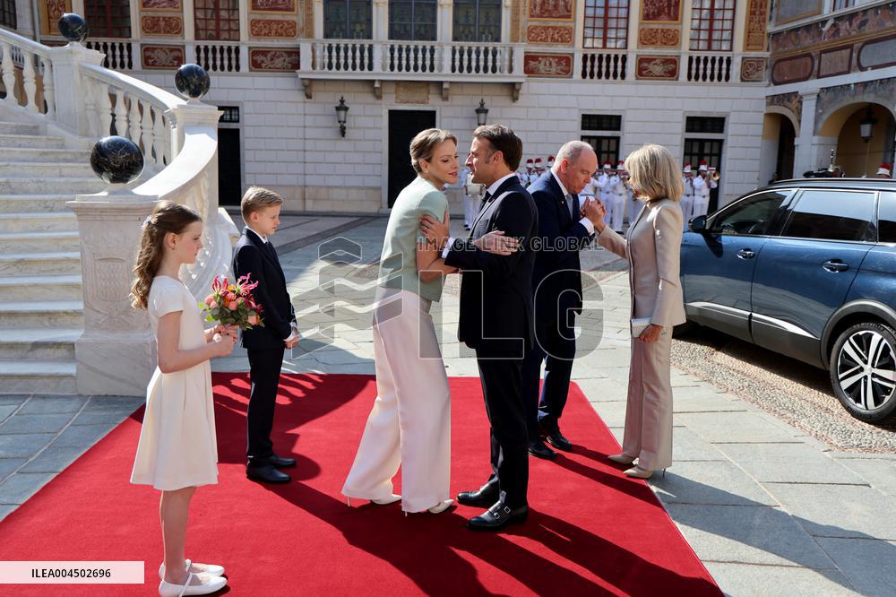 NO TABLOIDS - President Macron Visiting Monaco
