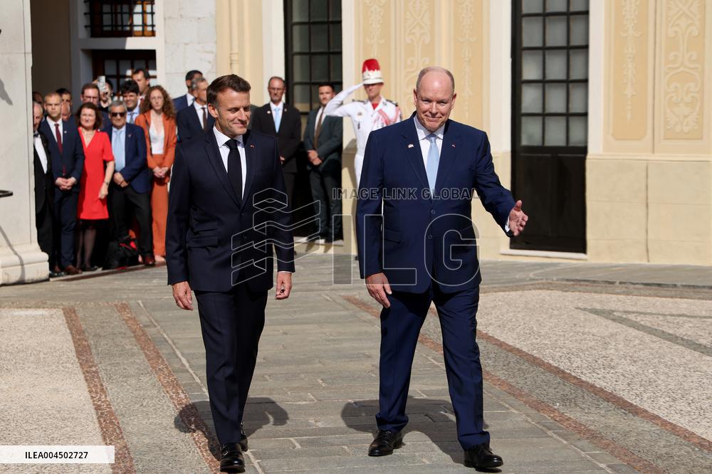 NO TABLOIDS - President Macron Visiting Monaco
