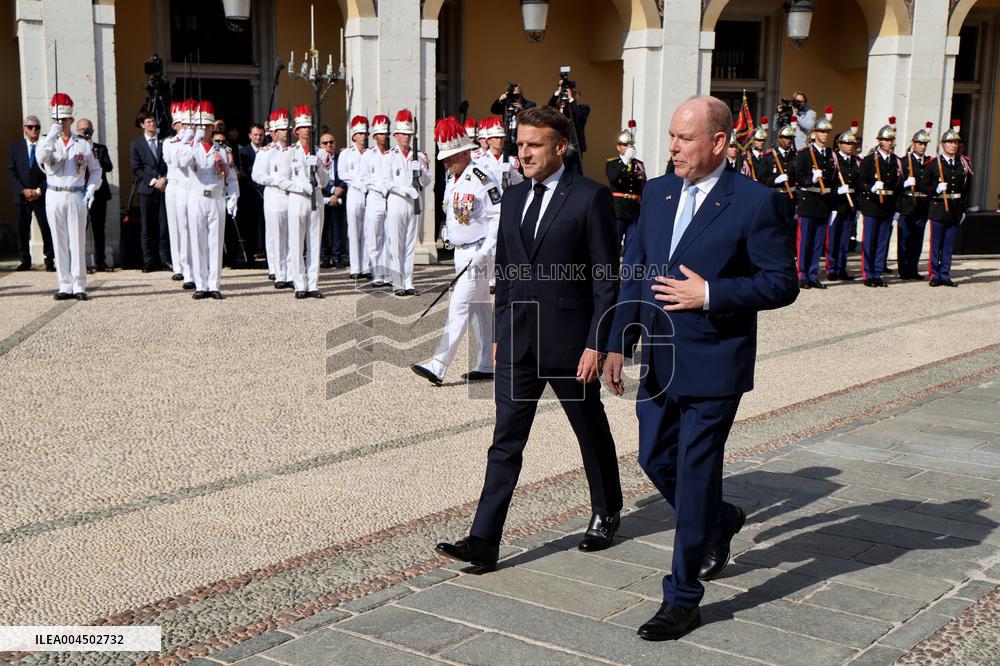 NO TABLOIDS - President Macron Visiting Monaco