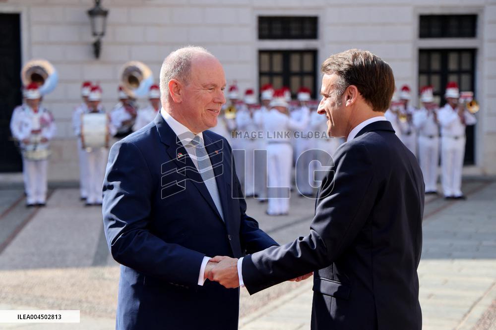NO TABLOIDS - President Macron Visiting Monaco