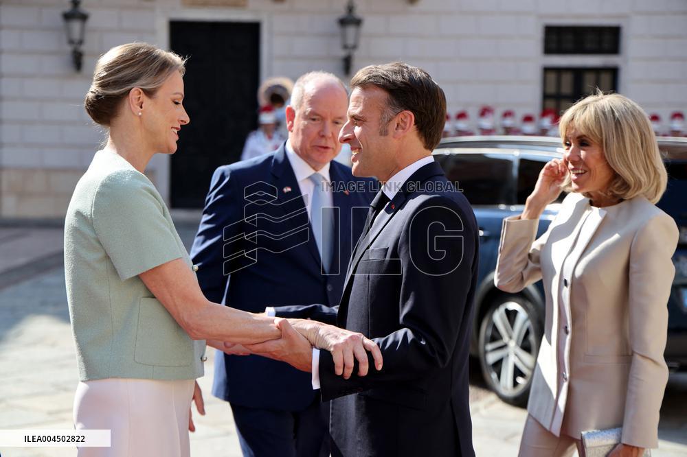 NO TABLOIDS - President Macron Visiting Monaco