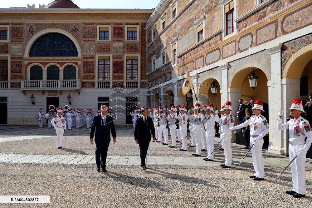 NO TABLOIDS - President Macron Visiting Monaco
