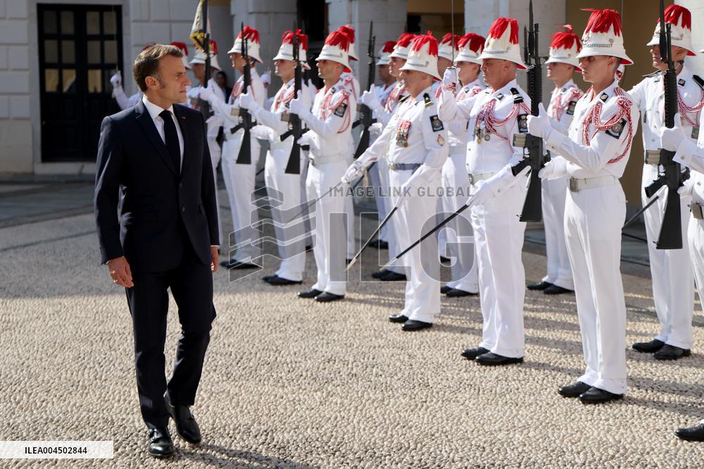 NO TABLOIDS - President Macron Visiting Monaco