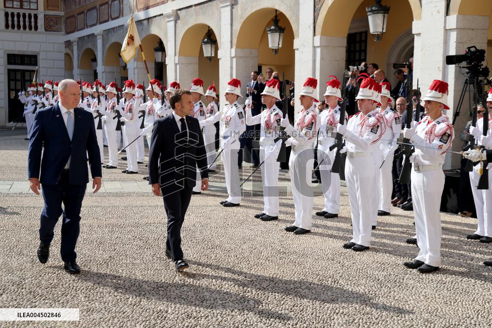NO TABLOIDS - President Macron Visiting Monaco