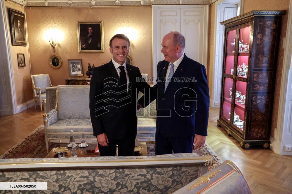 NO TABLOIDS - President Macron Visiting Monaco