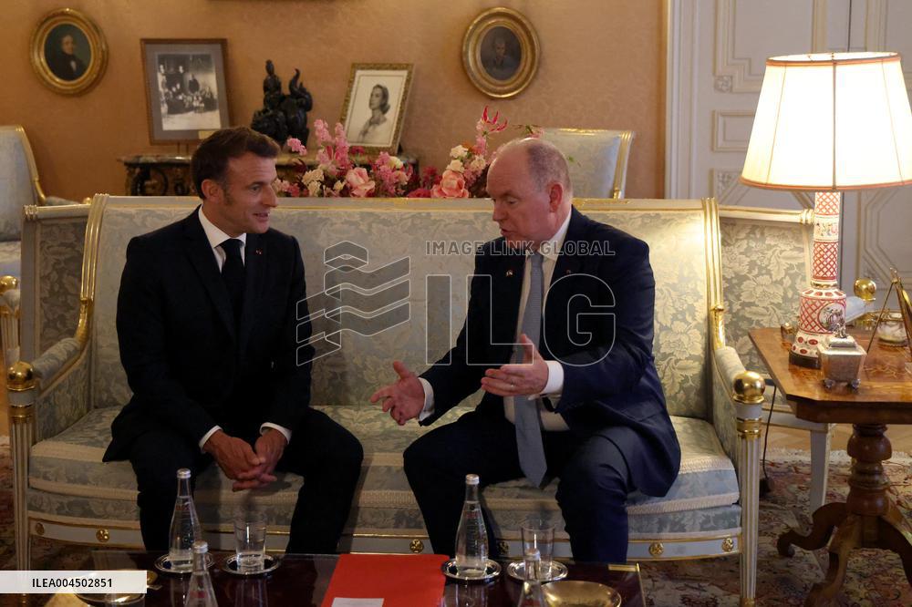 NO TABLOIDS - President Macron Visiting Monaco