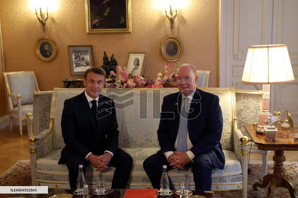 NO TABLOIDS - President Macron Visiting Monaco
