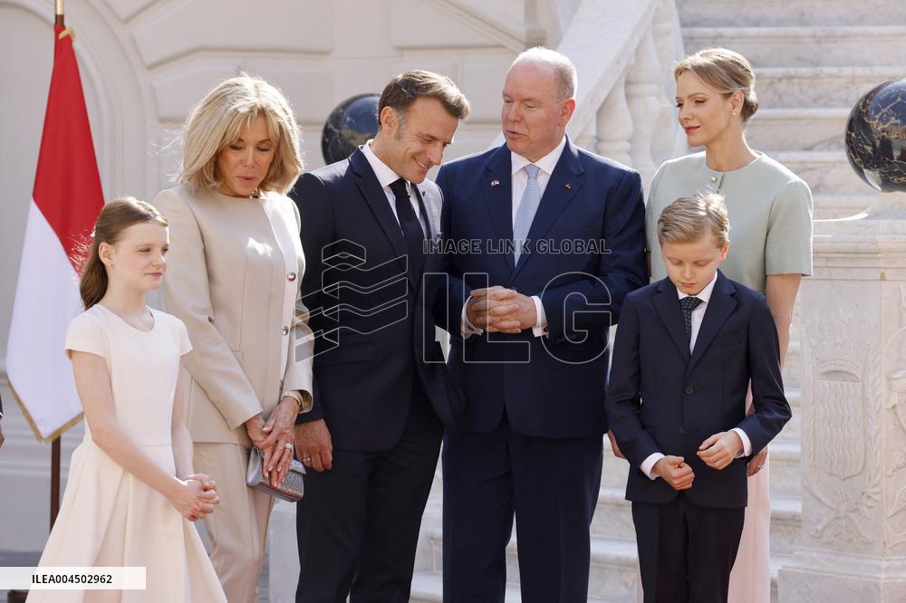 NO TABLOIDS - President Macron Visiting Monaco
