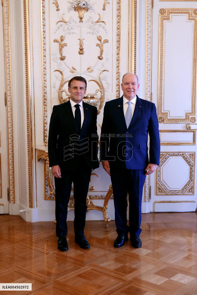 NO TABLOIDS - President Macron Visiting Monaco