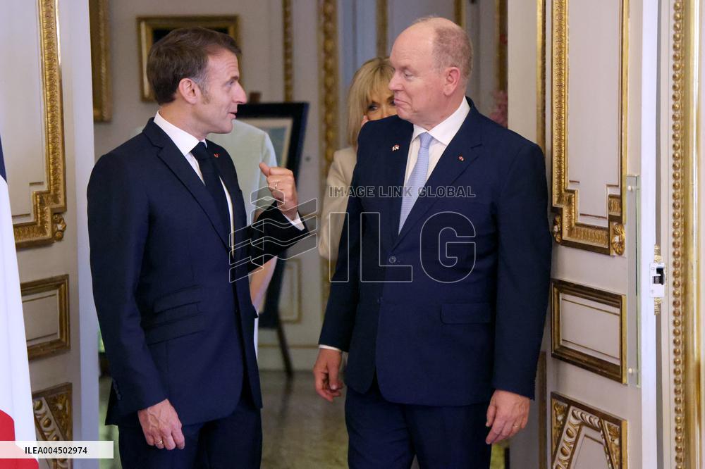 NO TABLOIDS - President Macron Visiting Monaco