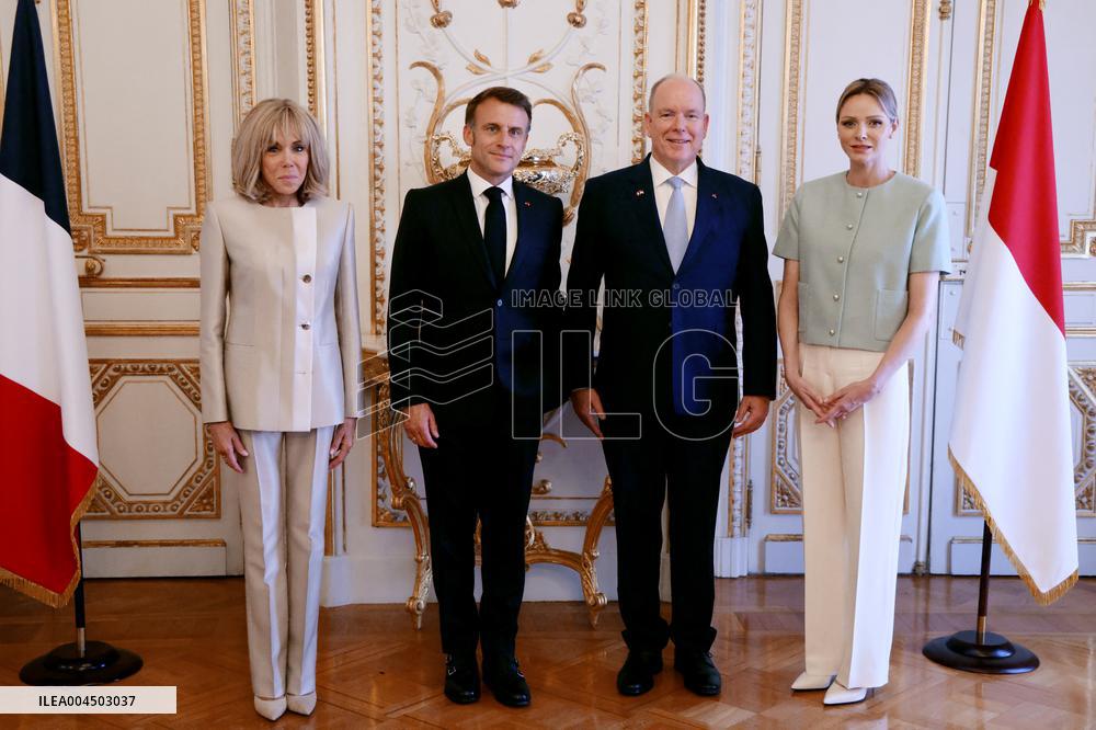 NO TABLOIDS - President Macron Visiting Monaco