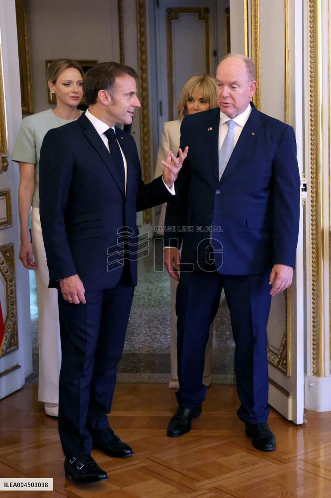 NO TABLOIDS - President Macron Visiting Monaco