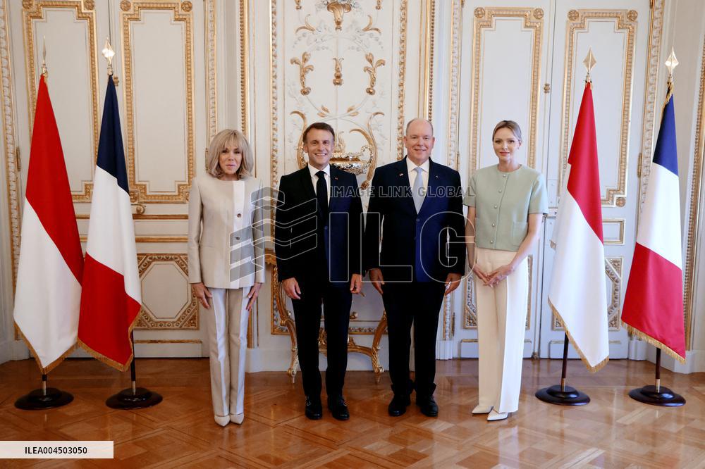 NO TABLOIDS - President Macron Visiting Monaco