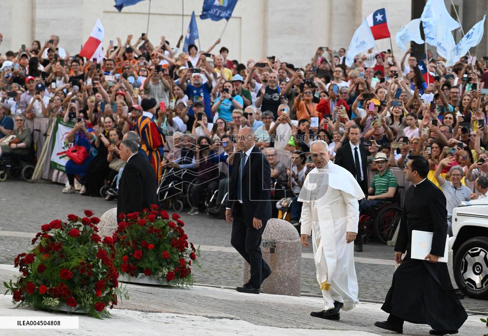 Pope Leo XIV Leads A Pentecost Vigil Prayer - Vatican