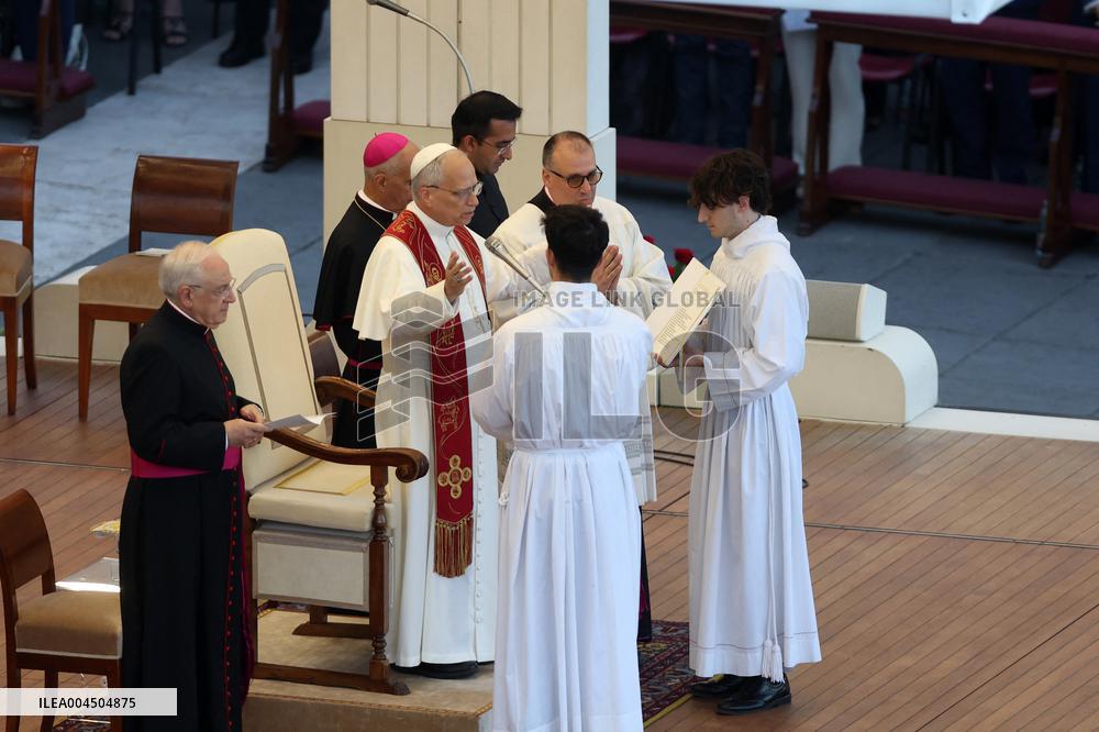 Pope Leo XIV Leads A Pentecost Vigil Prayer - Vatican