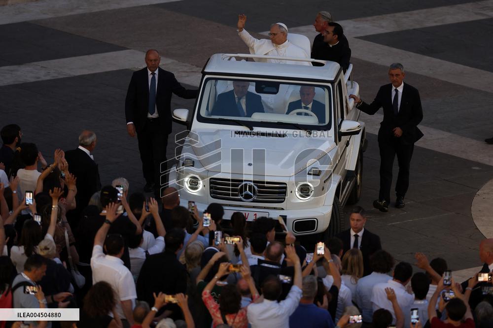 Pope Leo XIV Leads A Pentecost Vigil Prayer - Vatican