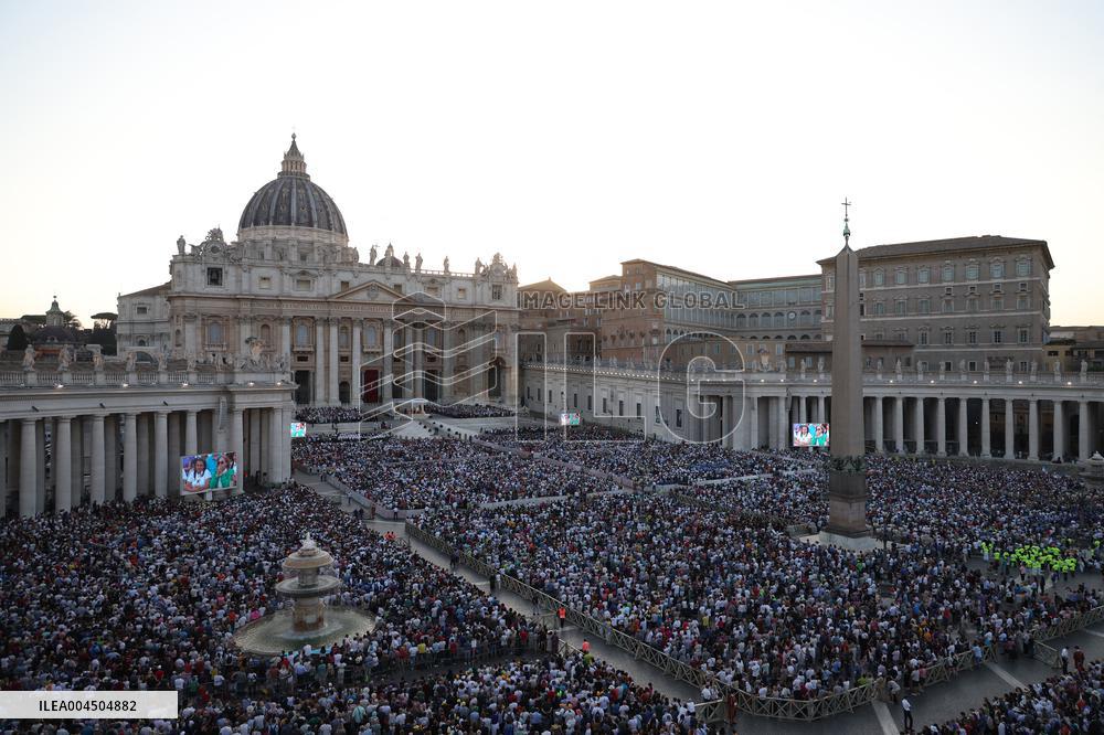 Pope Leo XIV Leads A Pentecost Vigil Prayer - Vatican