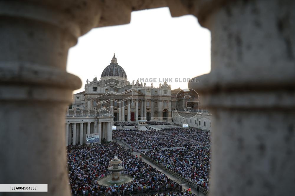 Pope Leo XIV Leads A Pentecost Vigil Prayer - Vatican