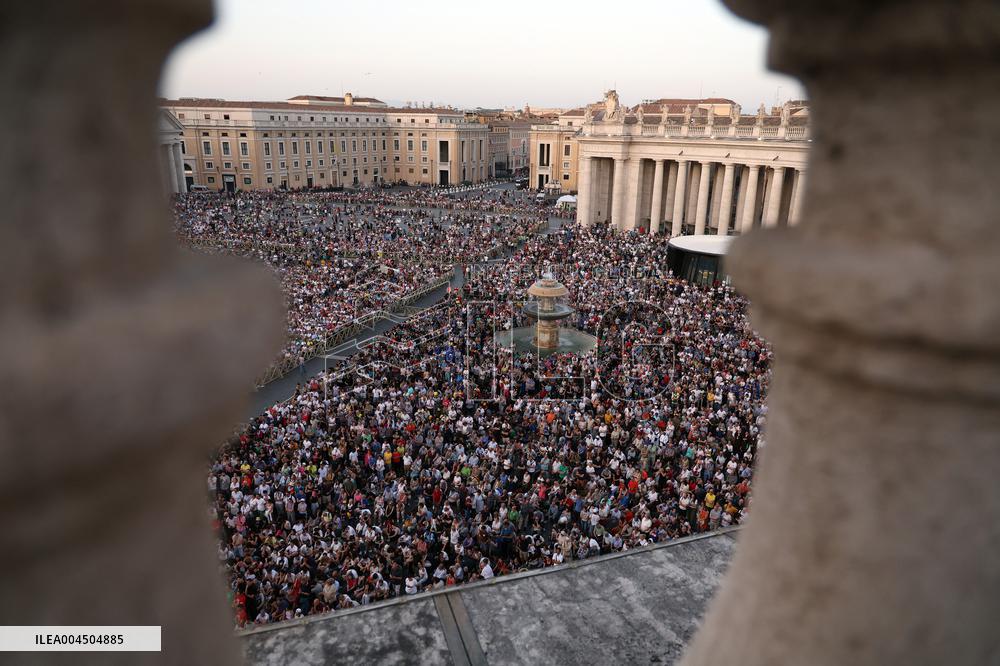Pope Leo XIV Leads A Pentecost Vigil Prayer - Vatican