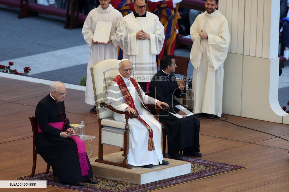 Pope Leo XIV Leads A Pentecost Vigil Prayer - Vatican