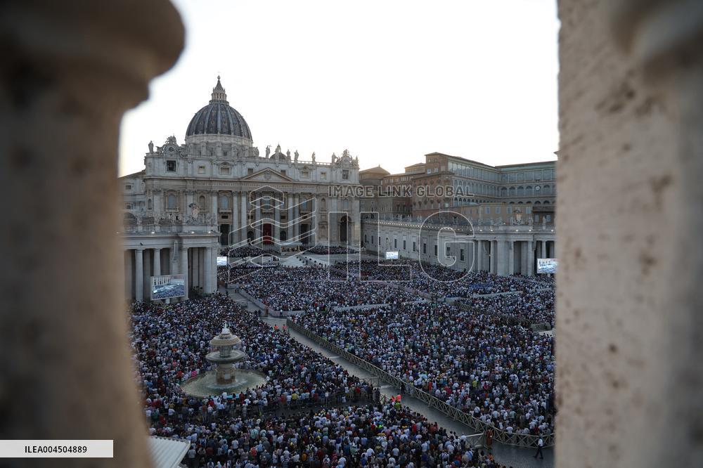 Pope Leo XIV Leads A Pentecost Vigil Prayer - Vatican