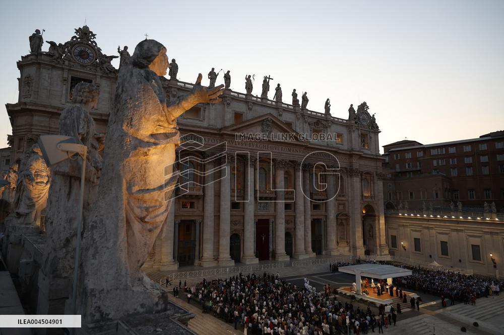 Pope Leo XIV Leads A Pentecost Vigil Prayer - Vatican