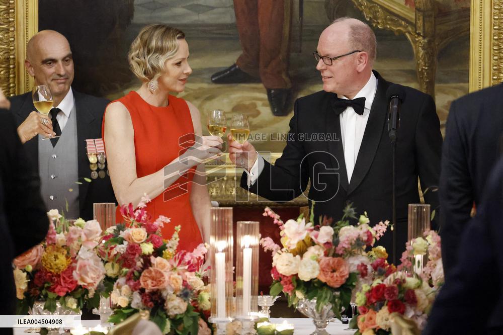 NO TABLOIDS -  President Macron Visits Monaco - State Diner - Day 1