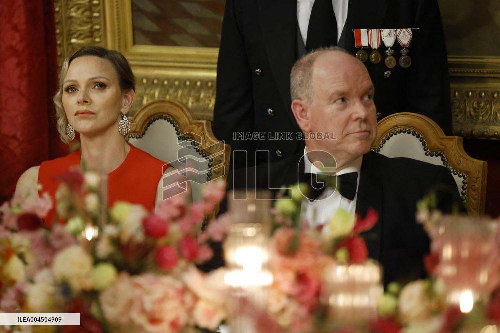 NO TABLOIDS -  President Macron Visits Monaco - State Diner - Day 1