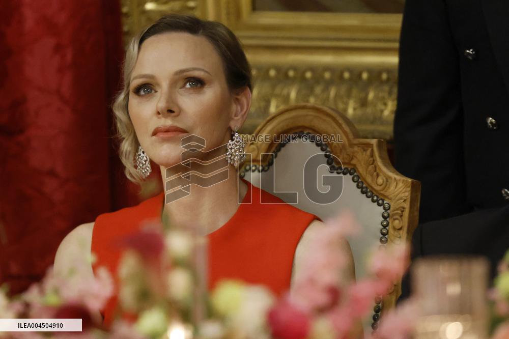 NO TABLOIDS -  President Macron Visits Monaco - State Diner - Day 1