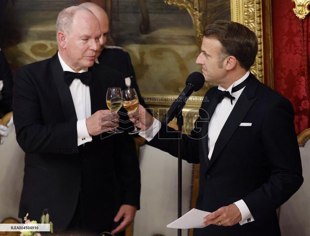 NO TABLOIDS -  President Macron Visits Monaco - State Diner - Day 1