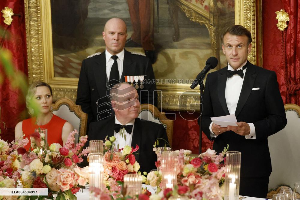 NO TABLOIDS -  President Macron Visits Monaco - State Diner - Day 1