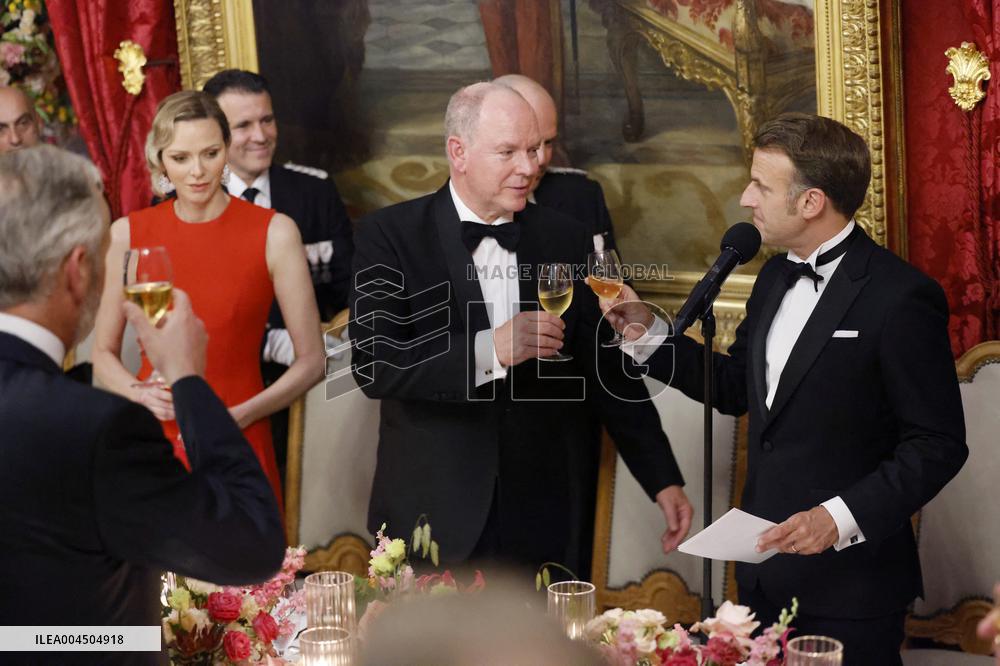 NO TABLOIDS -  President Macron Visits Monaco - State Diner - Day 1