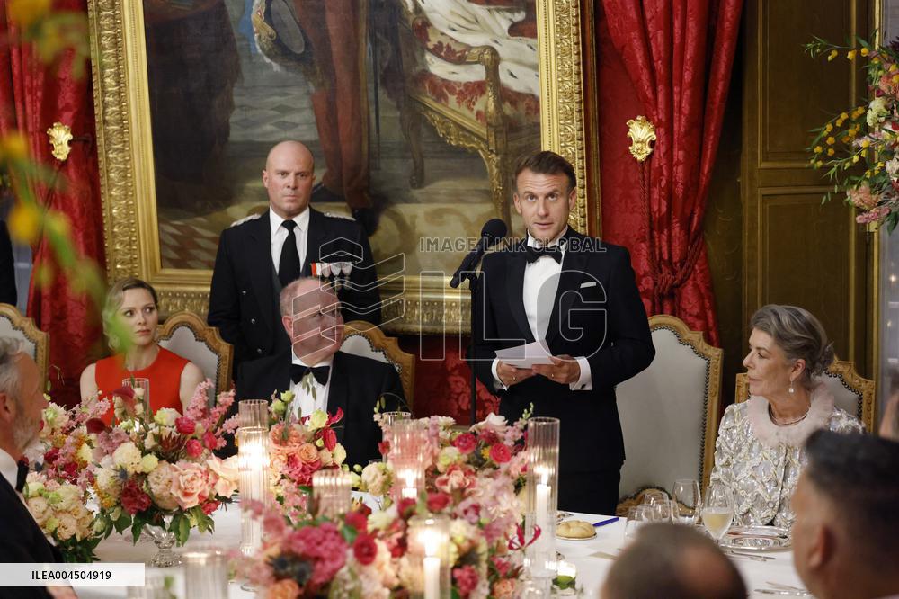 NO TABLOIDS -  President Macron Visits Monaco - State Diner - Day 1