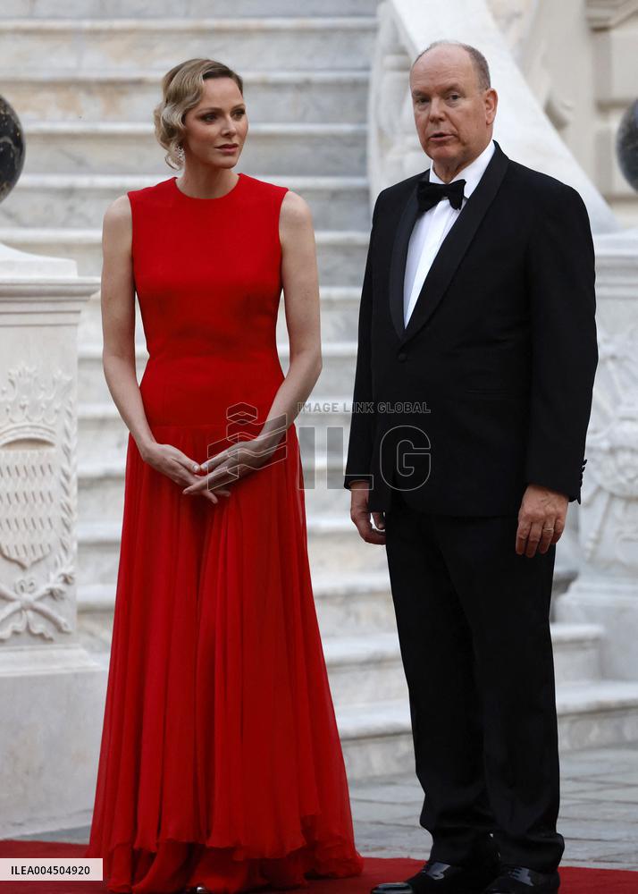 NO TABLOIDS -  President Macron Visits Monaco - State Diner - Day 1