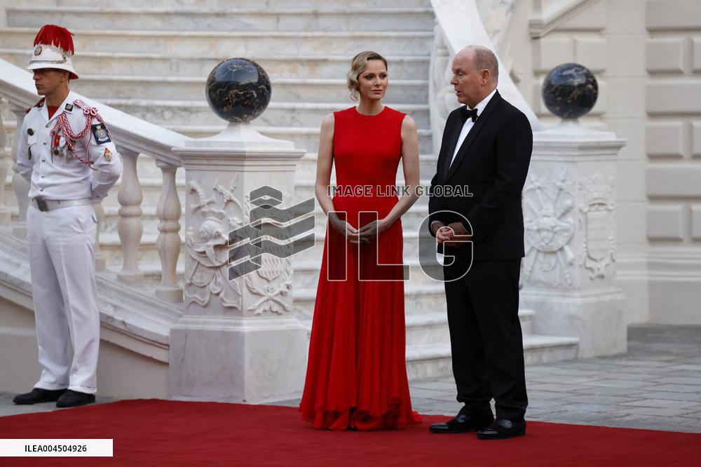 NO TABLOIDS -  President Macron Visits Monaco - State Diner - Day 1