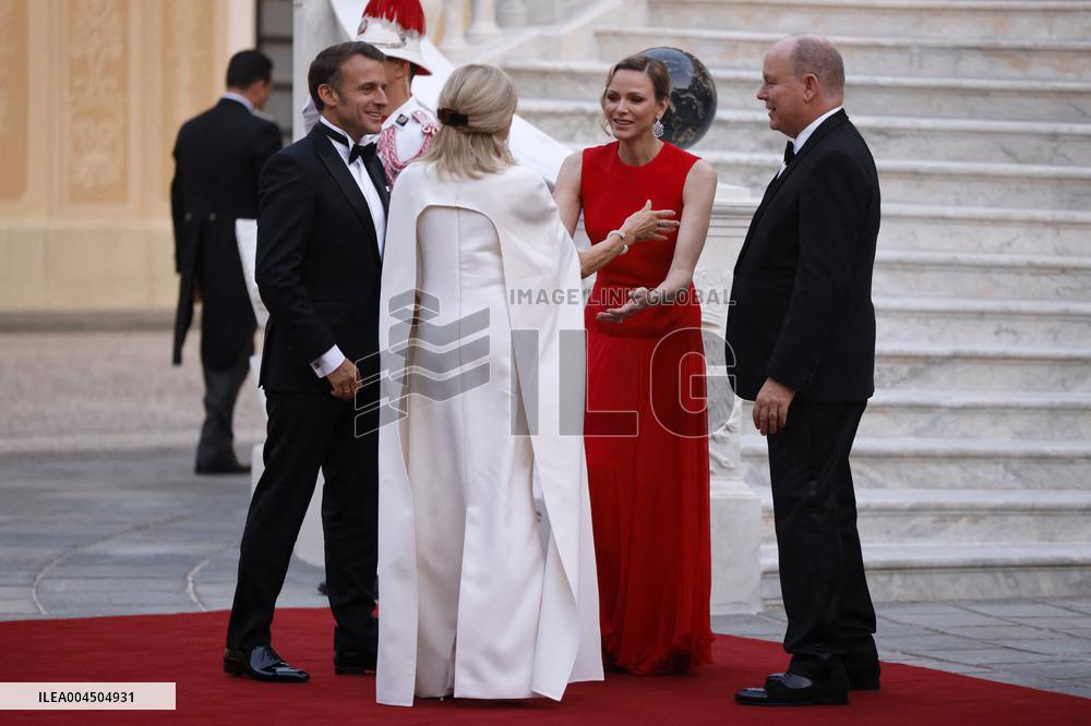 NO TABLOIDS -  President Macron Visits Monaco - State Diner - Day 1