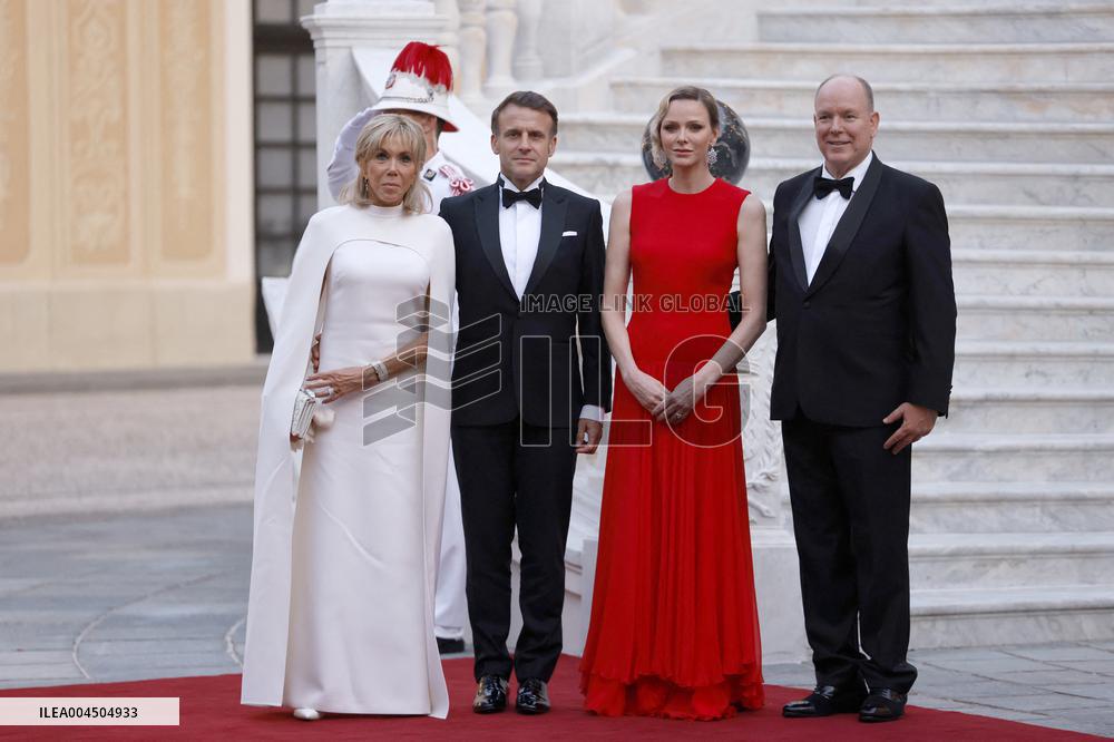 NO TABLOIDS -  President Macron Visits Monaco - State Diner - Day 1