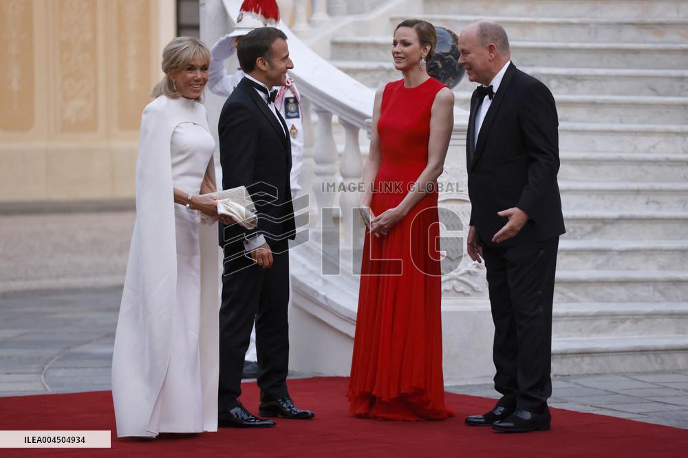 NO TABLOIDS -  President Macron Visits Monaco - State Diner - Day 1