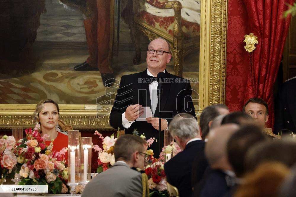 NO TABLOIDS -  President Macron Visits Monaco - State Diner - Day 1