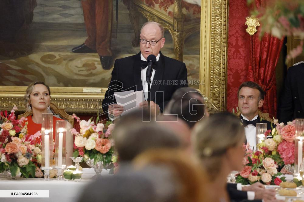 NO TABLOIDS -  President Macron Visits Monaco - State Diner - Day 1