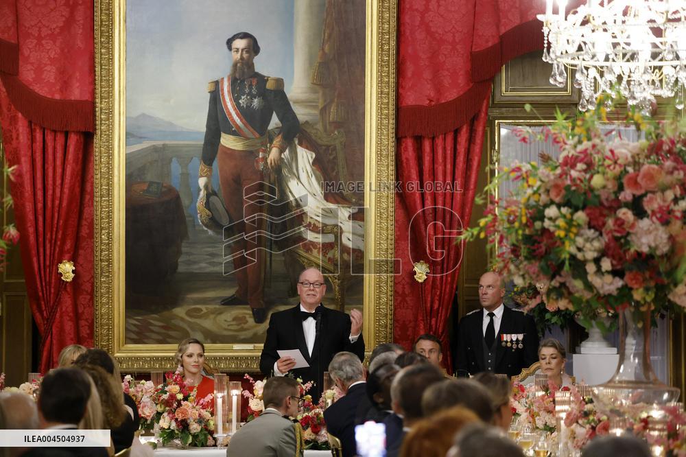 NO TABLOIDS -  President Macron Visits Monaco - State Diner - Day 1