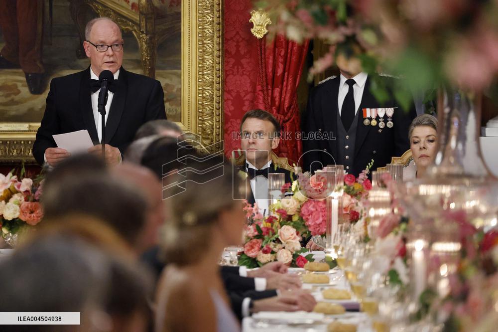 NO TABLOIDS -  President Macron Visits Monaco - State Diner - Day 1