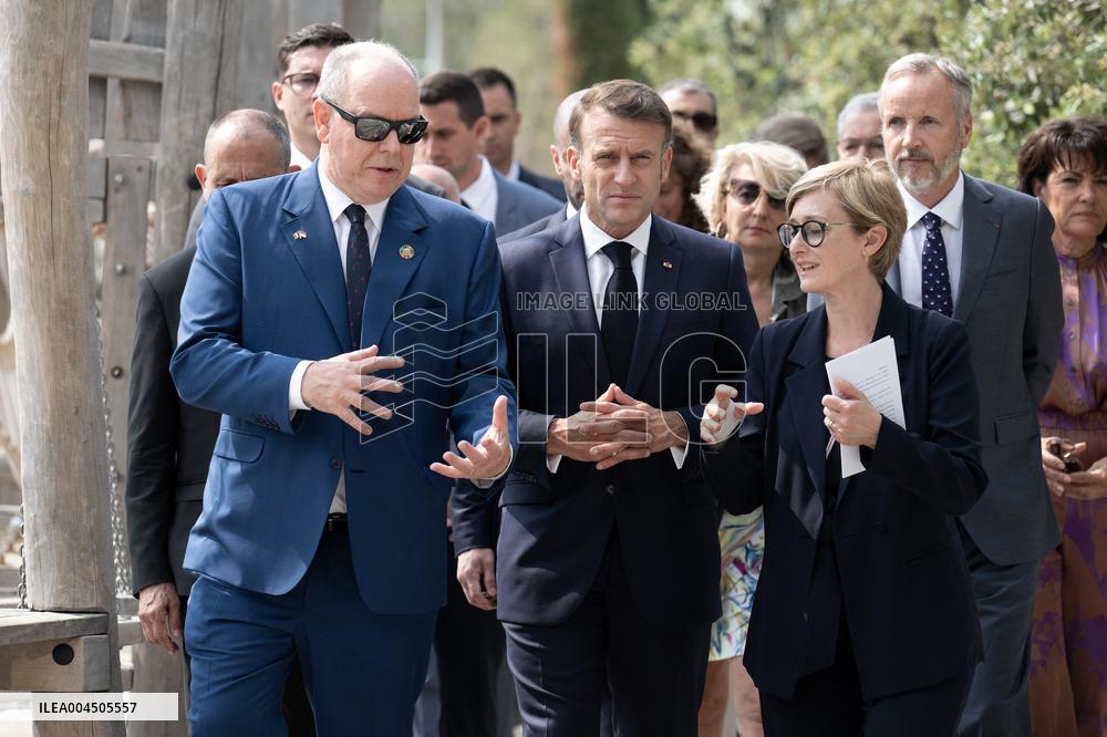NO TABLOIDS - President Macron Visits Monaco With Prince Albert II