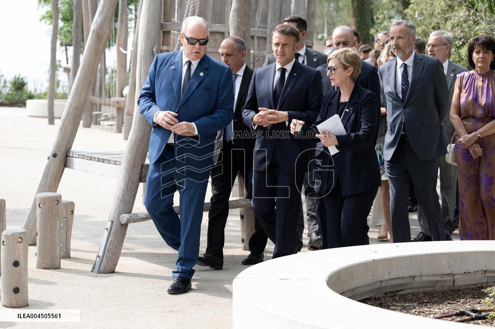 NO TABLOIDS - President Macron Visits Monaco With Prince Albert II